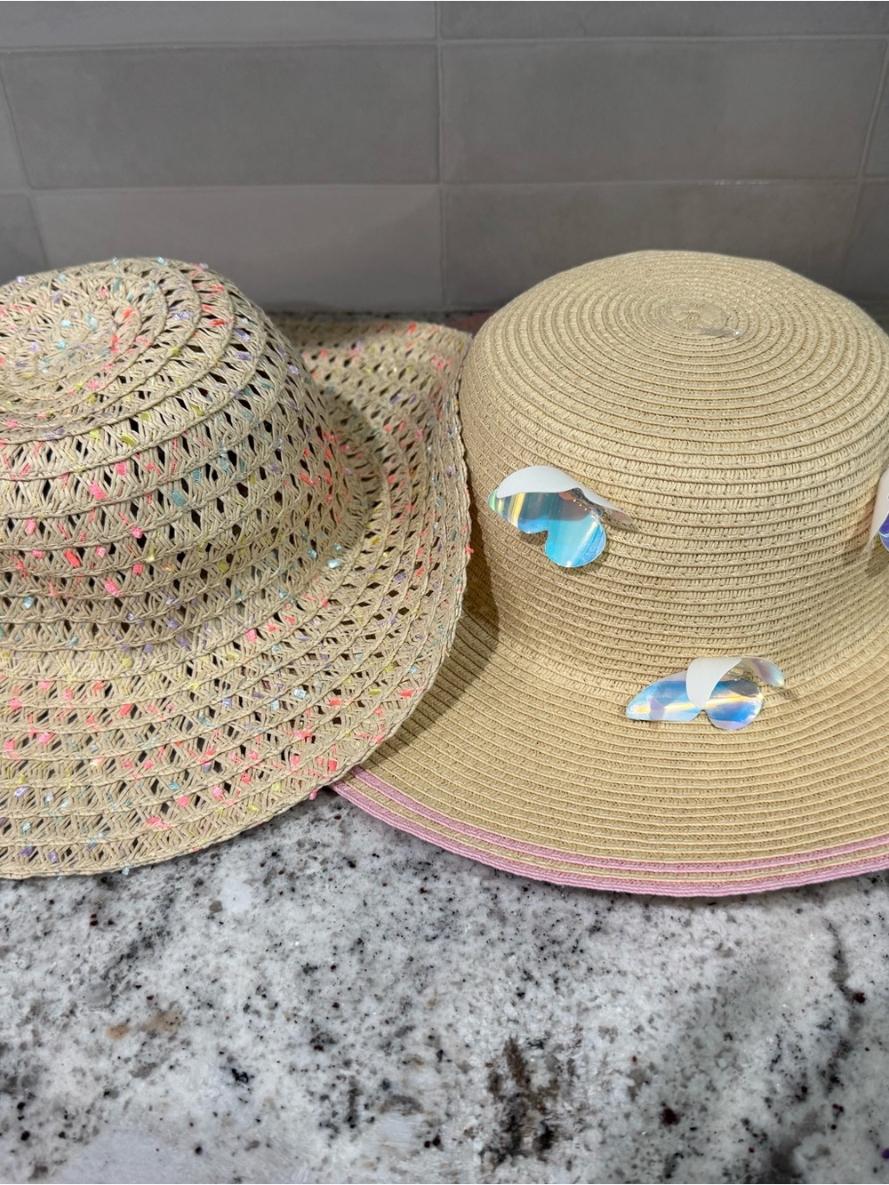 Lot of Two Little Girl’s Straw Hats Size 4-7
